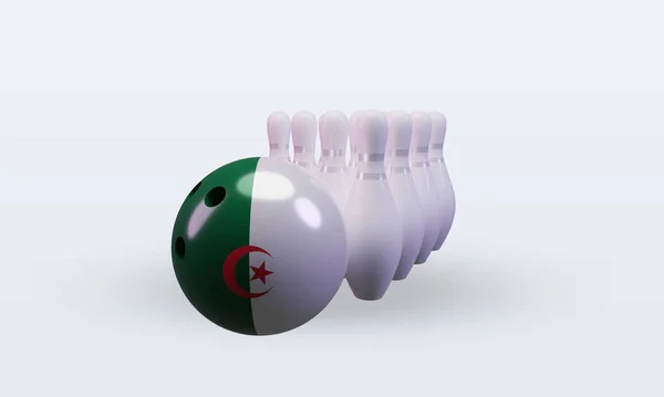 Bowling Day Algeria Flag Rendering Front View — Stok Foto