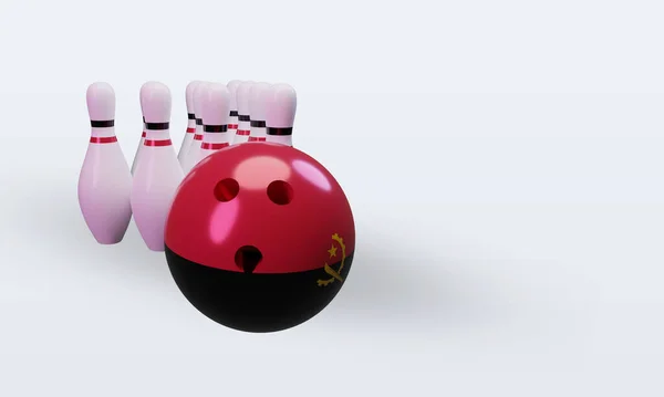 Bowling Day Angola Flag Rendering Left View — 스톡 사진