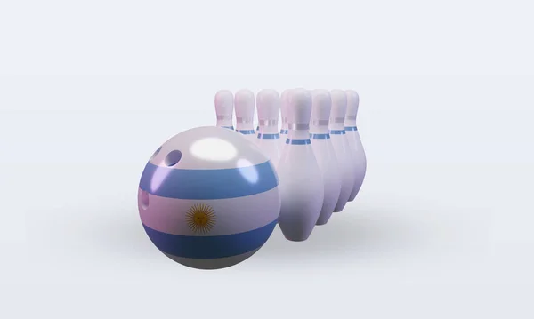 Bowling Day Argentina Flag Rendering Front View — Stockfoto