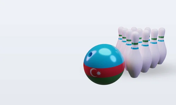 Bowling Day Azerbaijan Flag Rendering Right View — Stock Photo, Image