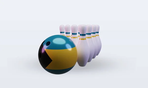 Bowling Day Bahamas Flag Rendering Front View — Stockfoto