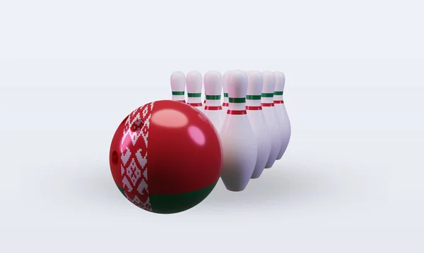 Bowling Day Belarus Flag Rendering Front View — Stock fotografie
