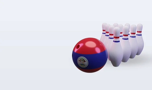 Bowling Day Belize Flag Rendering Right View — Stockfoto