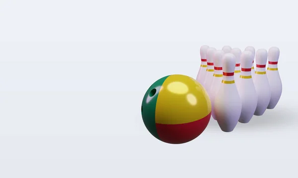 Bowling Day Benin Flag Rendering Right View — 스톡 사진