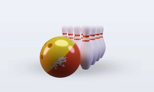 Bowling Day Bhutan Flag Rendering Front View — 스톡 사진