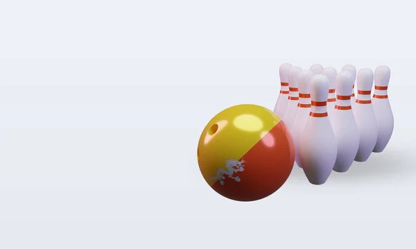 Bowling Day Bhutan Flag Rendering Right View — Stockfoto
