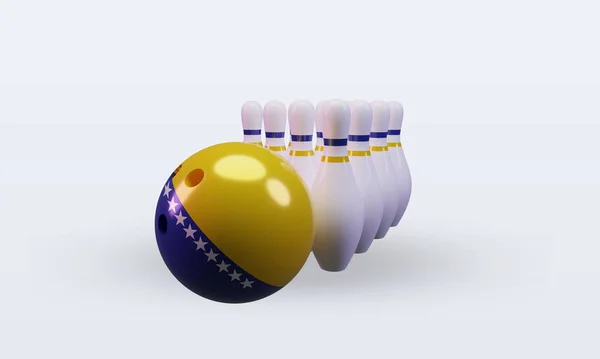 Bowling Day Bosnia Herzegovina Flag Rendering Front View — 스톡 사진