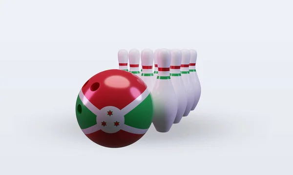 Bowling Day Burundi Flag Rendering Front View — Stockfoto
