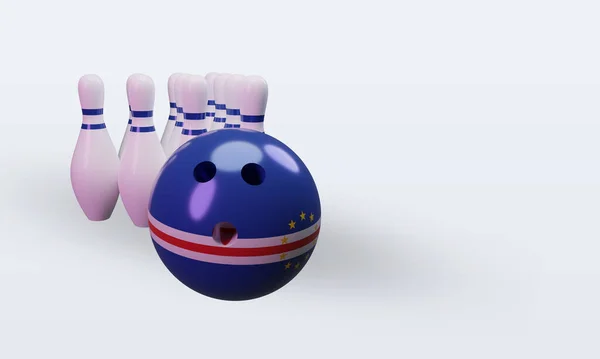 Bowling Day Cape Verde Flag Rendering Left View — 스톡 사진