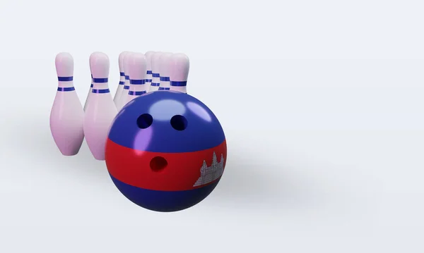 Bowling Day Cambodia Flag Rendering Left View — 스톡 사진