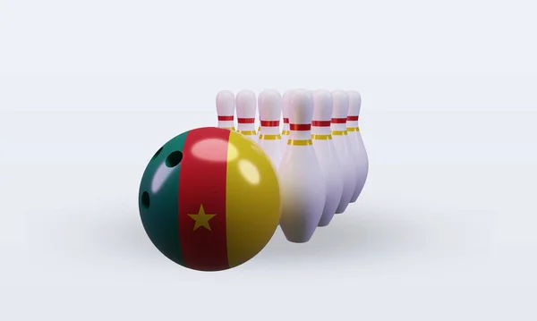Bowling Day Cameroon Flag Rendering Front View — Stock fotografie