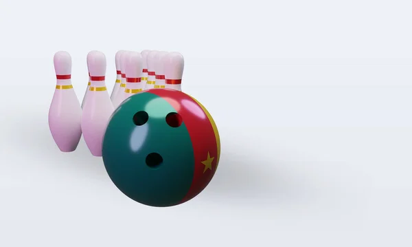 Bowling Day Cameroon Flag Rendering Left View — 스톡 사진