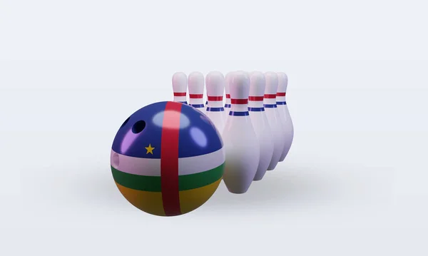 Bowling Day Central African Republic Flag Rendering Front View — Stockfoto