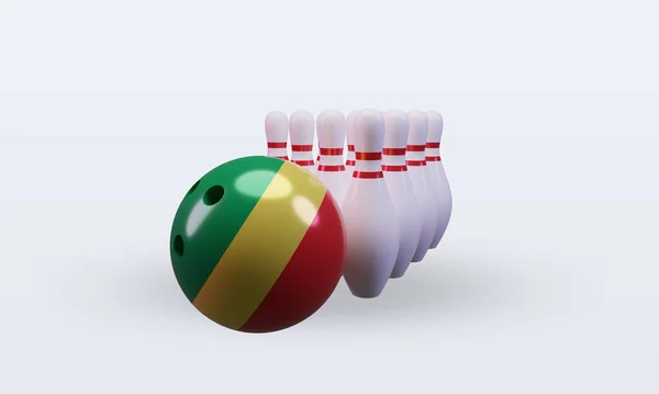 Bowling Day Republic Congo Flag Rendering Front View — Stockfoto