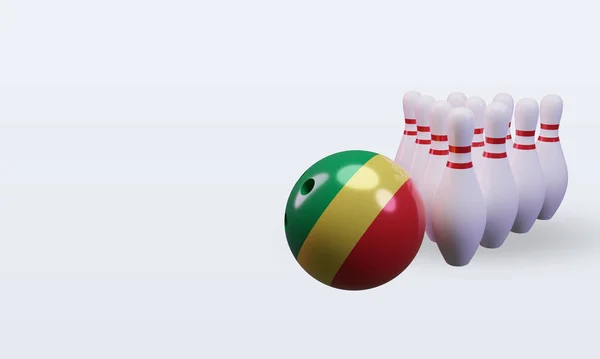 Bowling Day Republic Congo Flag Rendering Right View — Stockfoto