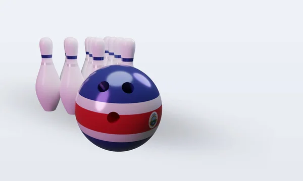 Bowling Day Costa Rica Flag Rendering Left View — Stockfoto