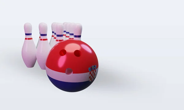 Bowling Day Croatia Flag Rendering Left View — 스톡 사진