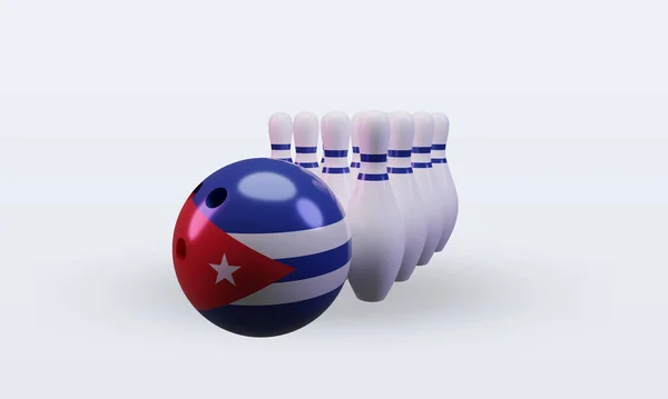 Bowling Day Cuba Flag Rendering Front View — 스톡 사진