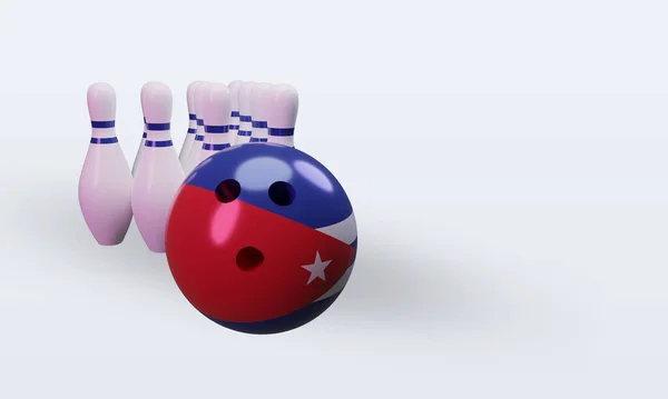 Bowling Day Cuba Flag Rendering Left View — Foto Stock