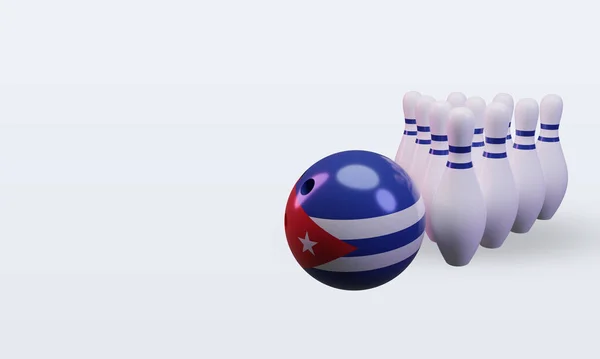 Bowling Day Cuba Flag Rendering Right View — 스톡 사진