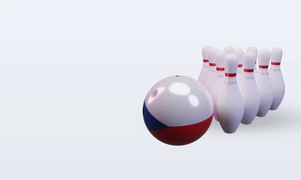 Bowling Day Czech Republic Flag Rendering Right View — Photo
