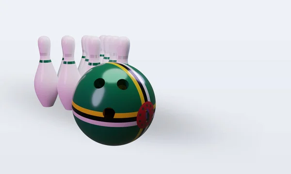 Bowling Day Dominica Flag Rendering Left View — Stock Photo, Image