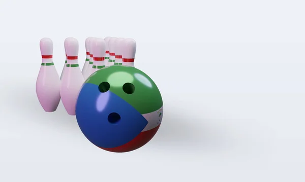 Bowling Day Equatorial Guinea Flag Rendering Left View — 스톡 사진