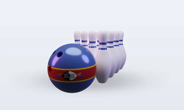 Bowling Day Eswatini Flag Rendering Front View — Stock Photo, Image