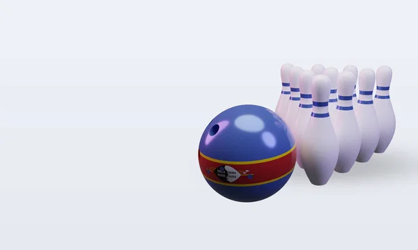 Bowling Day Eswatini Flag Rendering Right View — Stockfoto