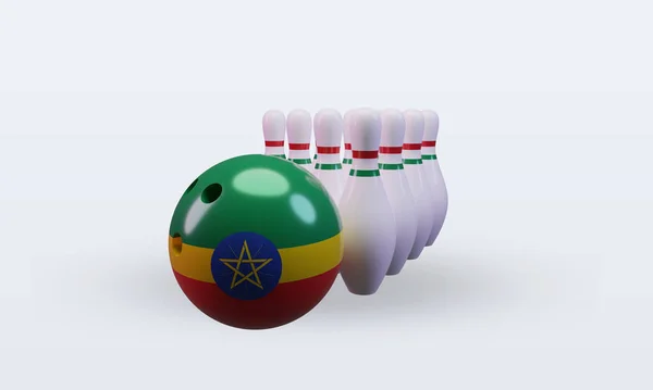 Bowling Day Ethiopia Flag Rendering Front View — Stockfoto