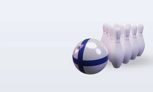 Bowling Day Finland Flag Rendering Right View — Stockfoto