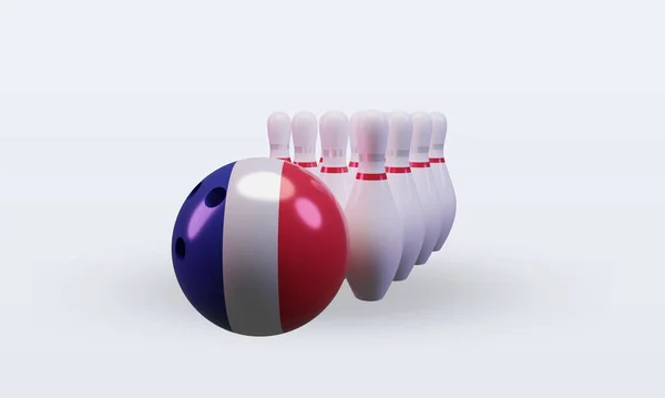 Bowling Day France Flag Rendering Front View — 스톡 사진