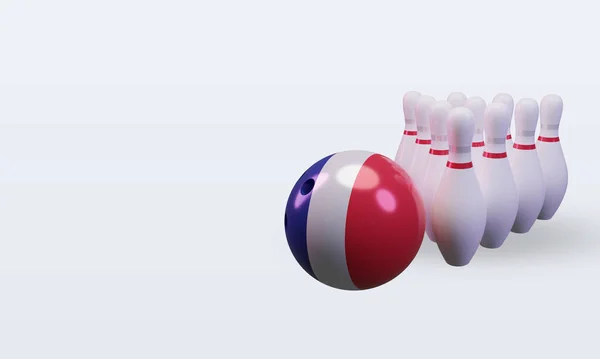 Bowling Day France Flag Rendering Right View — 스톡 사진