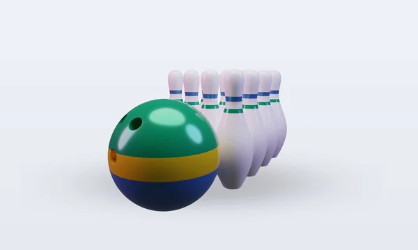 Bowling Day Gabon Flag Rendering Front View — 스톡 사진