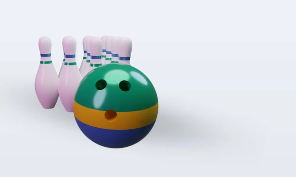 Bowling Day Gabon Flag Rendering Left View — Stockfoto