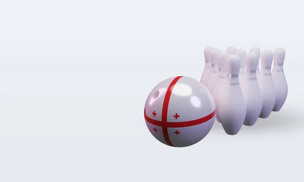 Bowling Day Georgia Flag Rendering Right View — Stockfoto