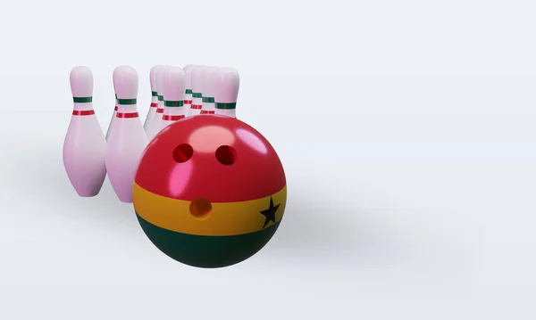 Bowling Day Ghana Flag Rendering Left View — Stockfoto