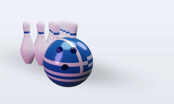 Bowling Day Greece Flag Rendering Left View — 스톡 사진