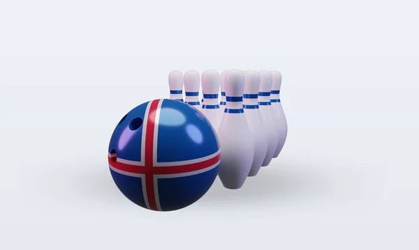 Bowling Day Iceland Flag Rendering Front View — Zdjęcie stockowe
