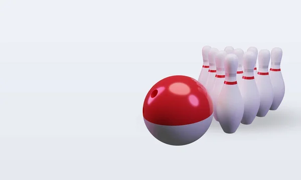 Bowling Day Indonesia Flag Rendering Right View — 스톡 사진