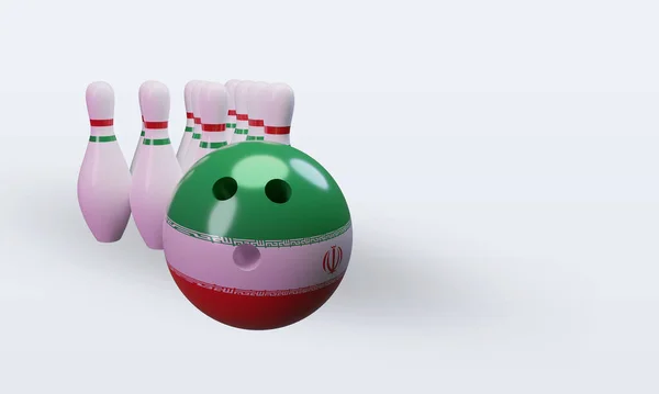 Bowling Day Iran Flag Rendering Left View — Stockfoto