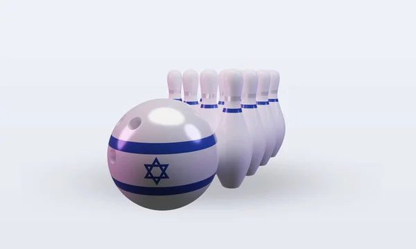 Bowling Day Israel Flag Rendering Front View — Stock Photo, Image