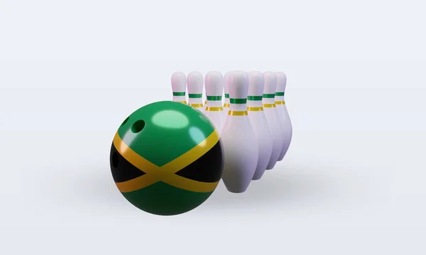 Bowling Day Jamaica Flag Rendering Front View — 스톡 사진