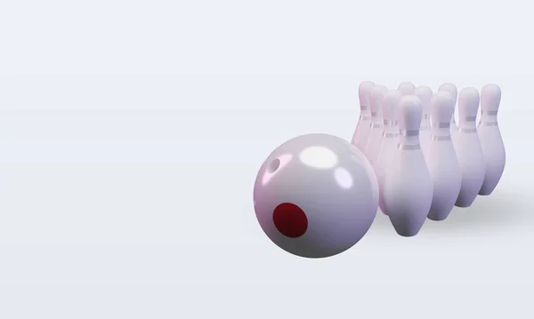 Bowling Day Japan Flag Rendering Right View — 스톡 사진