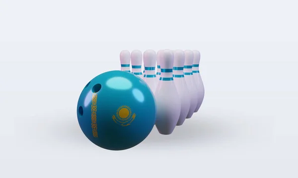 Bowling Day Kazakhstan Flag Rendering Front View — 스톡 사진