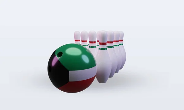 Bowling Day Kuwait Flag Rendering Front View — Foto Stock