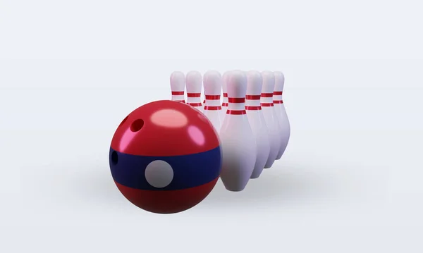 Bowling Day Laos Flag Rendering Front View — Stockfoto