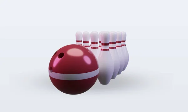 Bowling Day Latvia Flag Rendering Front View — Stockfoto