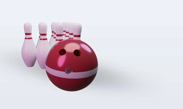 Bowling Day Latvia Flag Rendering Left View — 스톡 사진