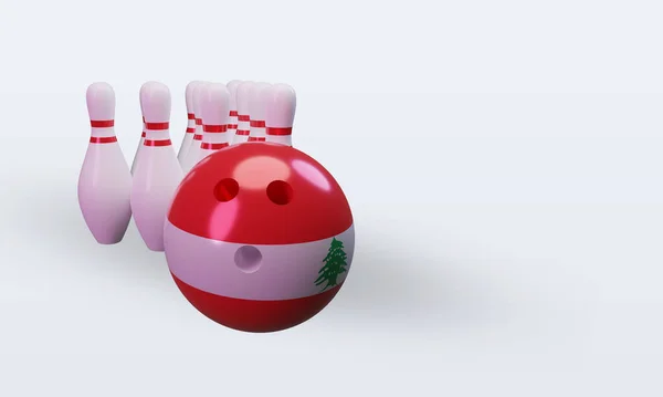Bowling Day Lebanon Flag Rendering Left View — 스톡 사진